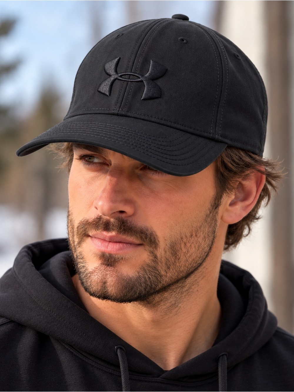 Under Armour Hat SIze Large/X Large Embroidered Logo Heatgear Black on Black